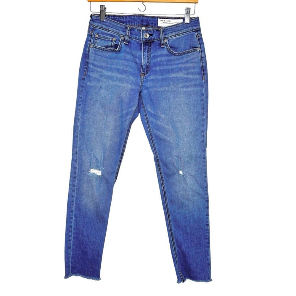 Rag & Bone Dre Low Rise Slim Boyfriend Jeans Denim Mick with Holes Distressed 25